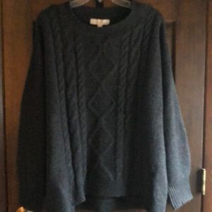 Loft Gray Cable Front Sweater XL NWT